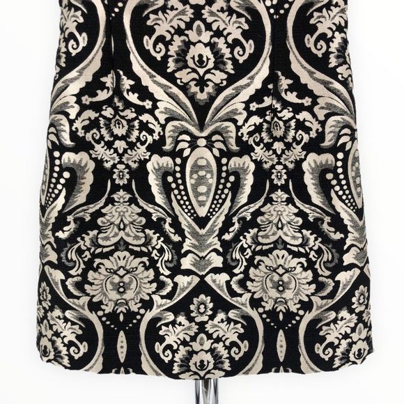 Alice & Olivia Clyde Sleeveless Black & White Damask Shift Mini Dress size 2 - Picture 6 of 15